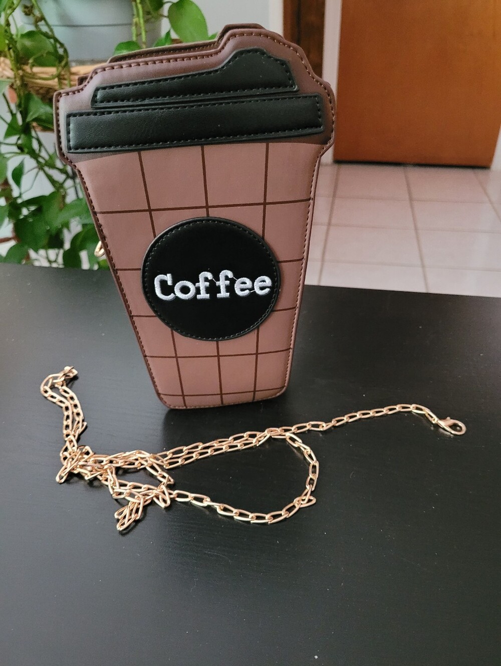 Coffee Cup Novelty Crossbody Bag - Brown